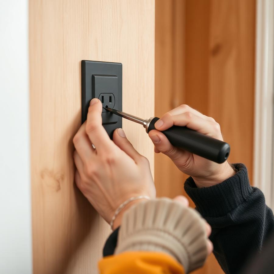 Elektriker monterer stikkontakt i bolig