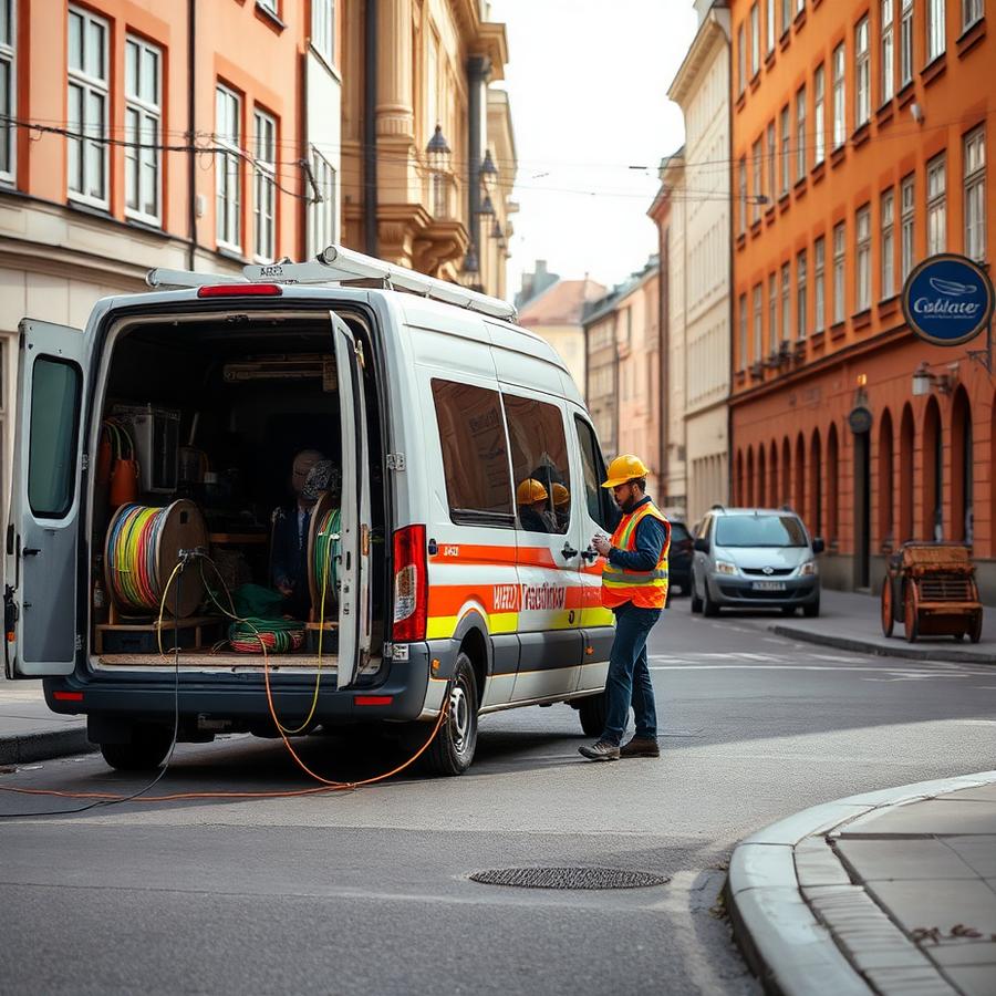 Elektrikerbil på gade i København